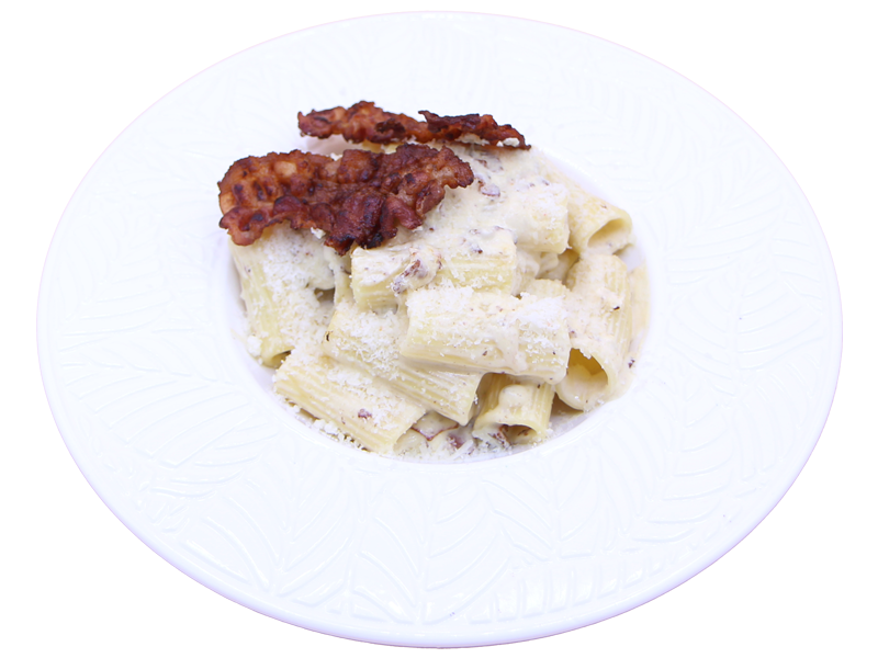 Паста карбонара ригатони